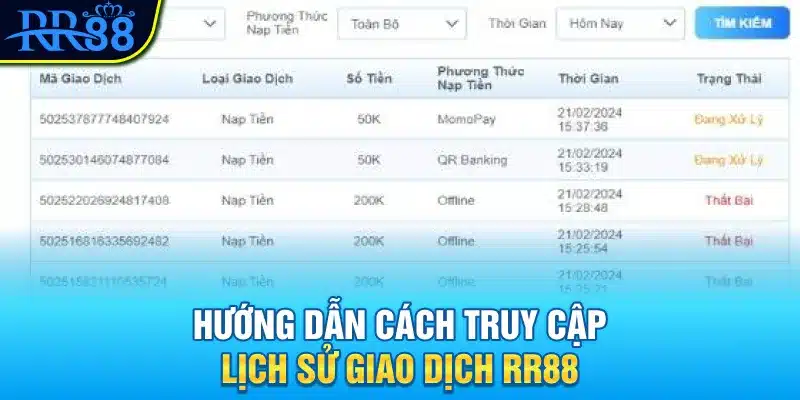 Kiểm Tra Lịch Sử Giao Dịch Tại RR88 - Hướng Dẫn Chi Tiết Và Lưu Ý Quản Lý Tài Khoản 2 Hướng dẫn cách truy cập lịch sử giao dịch RR88